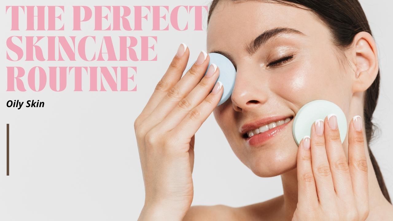 A woman applying lightweight moisturizer in front of a mirror with glowing, shine-free skin.